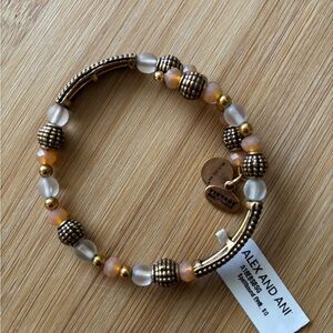 Alex and Ani Gold and White Beaded Bracelet